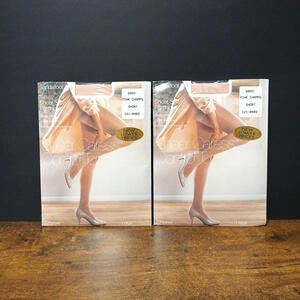 Lot of 2 Vintage JCPenney Sheer Soft Control Top Pantyhose, Pink Champagne Short